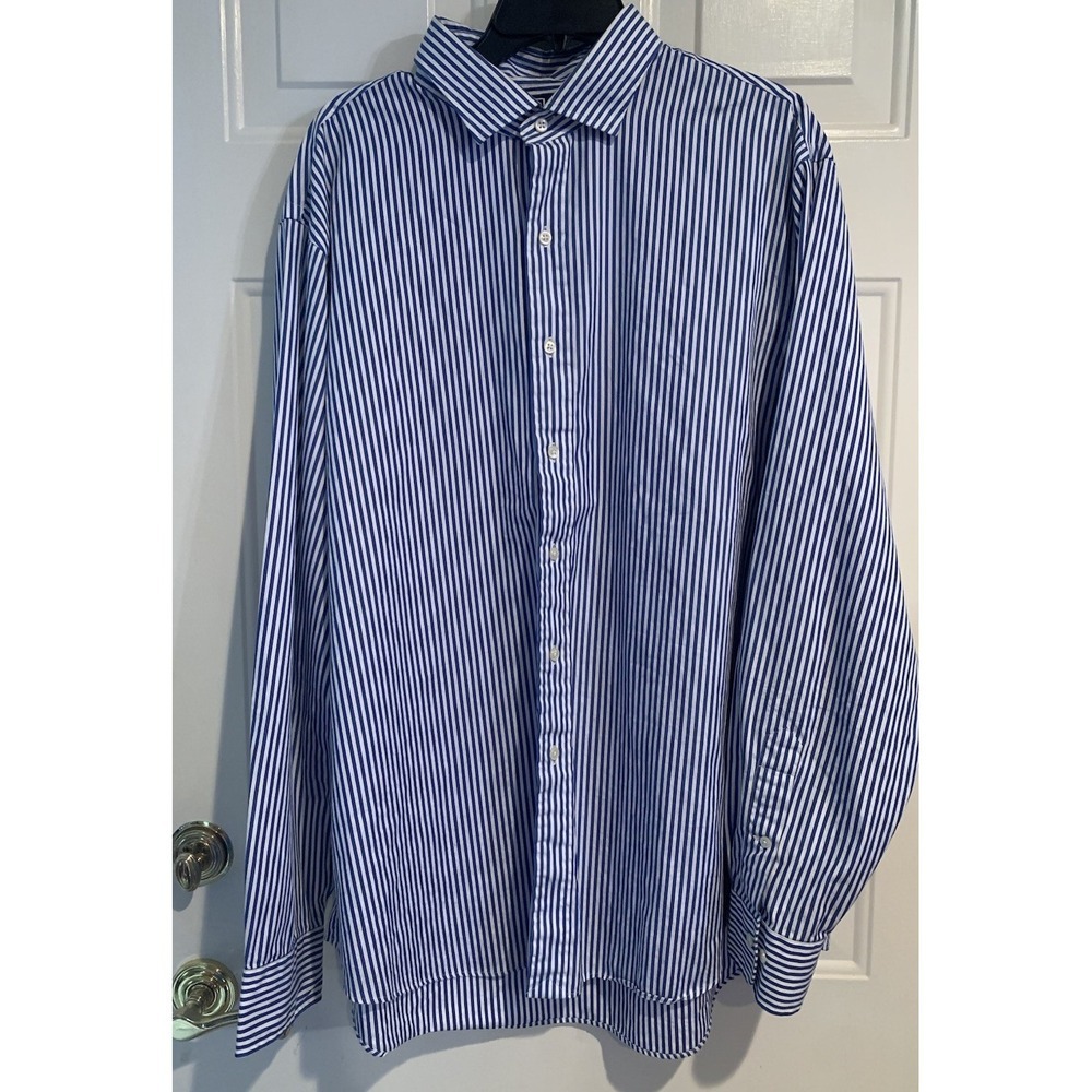 Polo Ralph Lauren Estate Custom Fit Royal Blue/ White Striped Men's Shirt XXL 18
